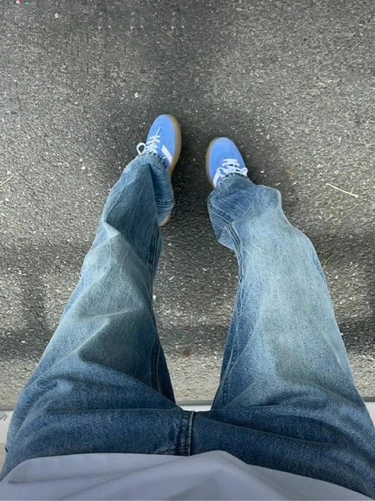 

Мужские джинсы American High Street с узором в виде молнии, прямые брюки с микро-клешем, модные брендовые брюки Cleanfit, осень-зима