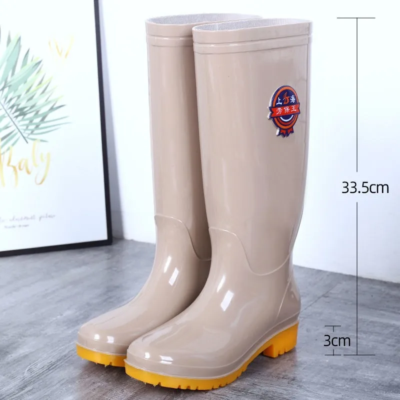 Water Shoes High Tube Rain Shoes Female Winter Padded Warm  Rubber Shoes Mid-calf Spring and Fall Rainy Day Rain Boots Wholesale