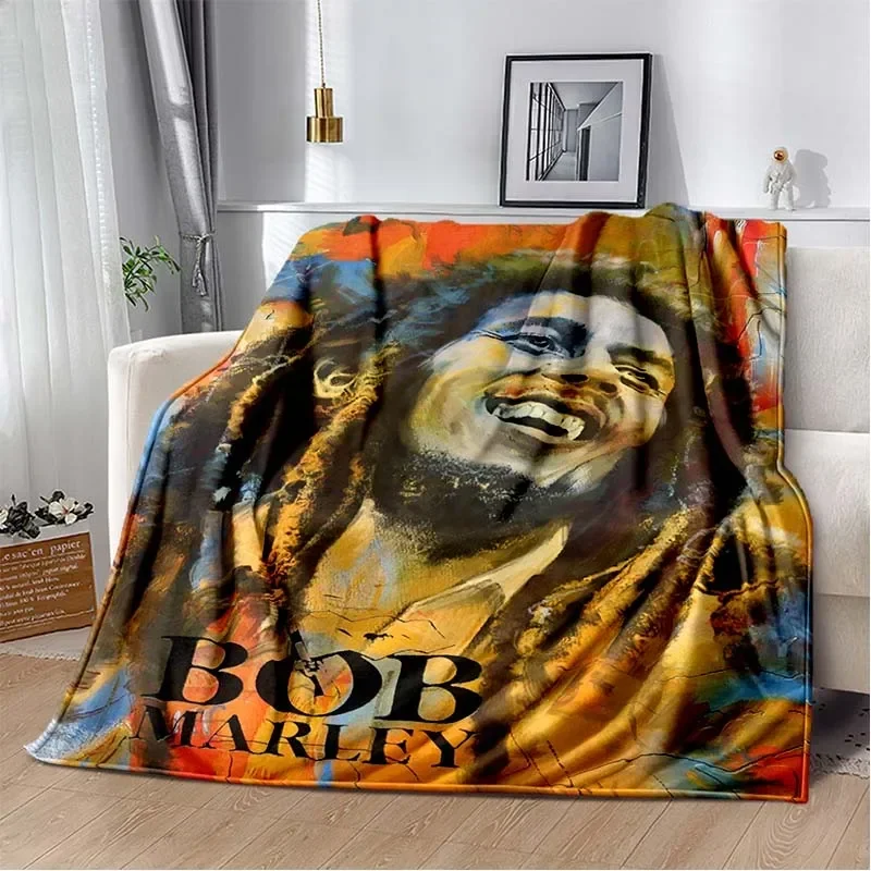 

Bob Marley Flannel Blanket Washable Sofa Cover Hiking Picnic Fashionable Leisure Office Travel Napping Warm Suitable Throw Gift