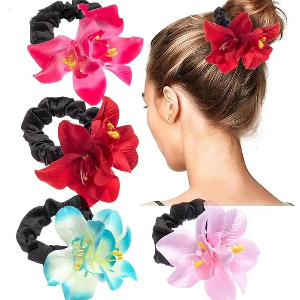 

Bohemia Flower Hair Rope Ponytail Holder Bohemian Style Bauhinia Flower Hair Tie Seaside Vacation Headwear Hair Ring