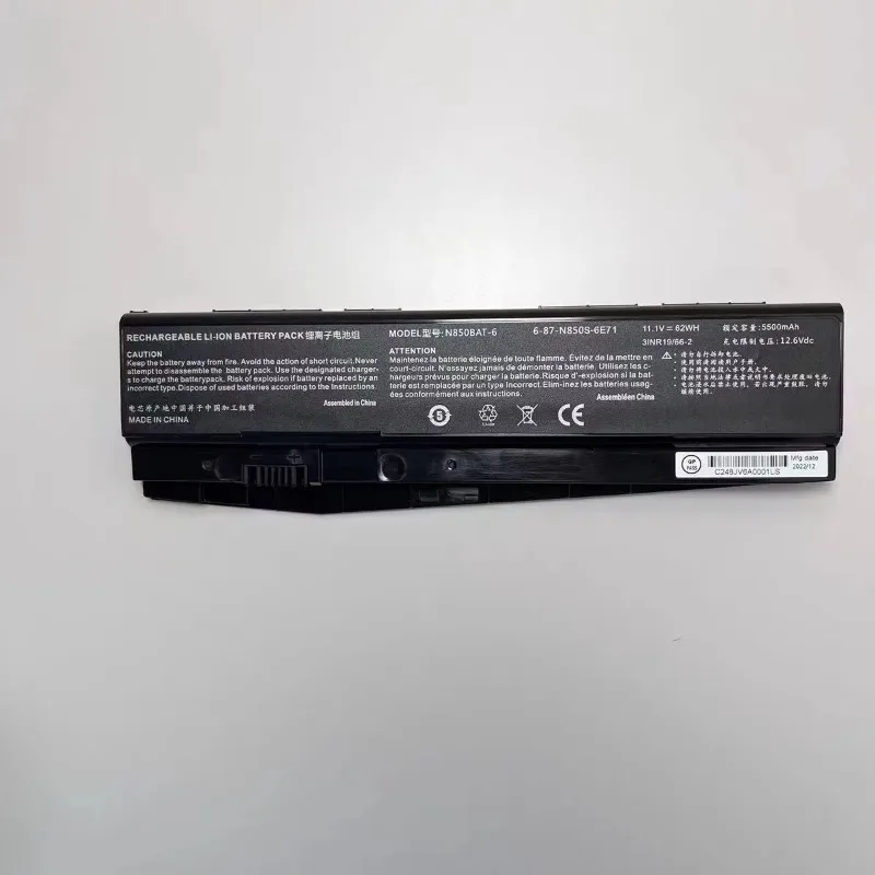 N850BAT-6 11.8V 4400mAh Li-ion Gaming Laptop Battery For Clevo N850 N855 N870 Mechrevo X1 X6Ti-S