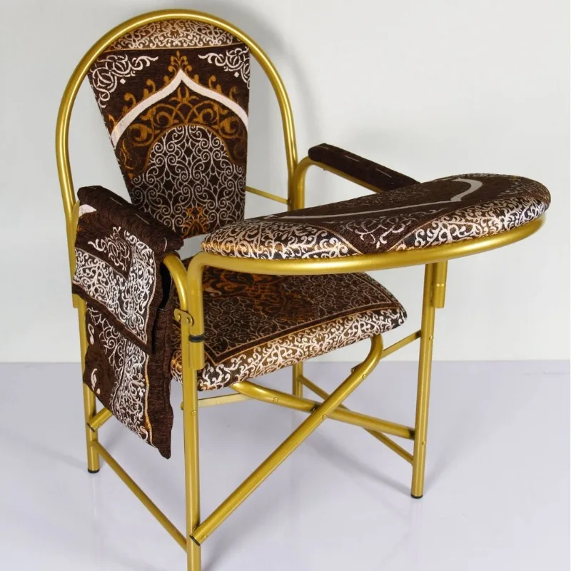 Church Foldable Prayer Chair Metal Armrest Disassembly High Density Sponge Cushion Prayer Chair Iron Chair Arabia