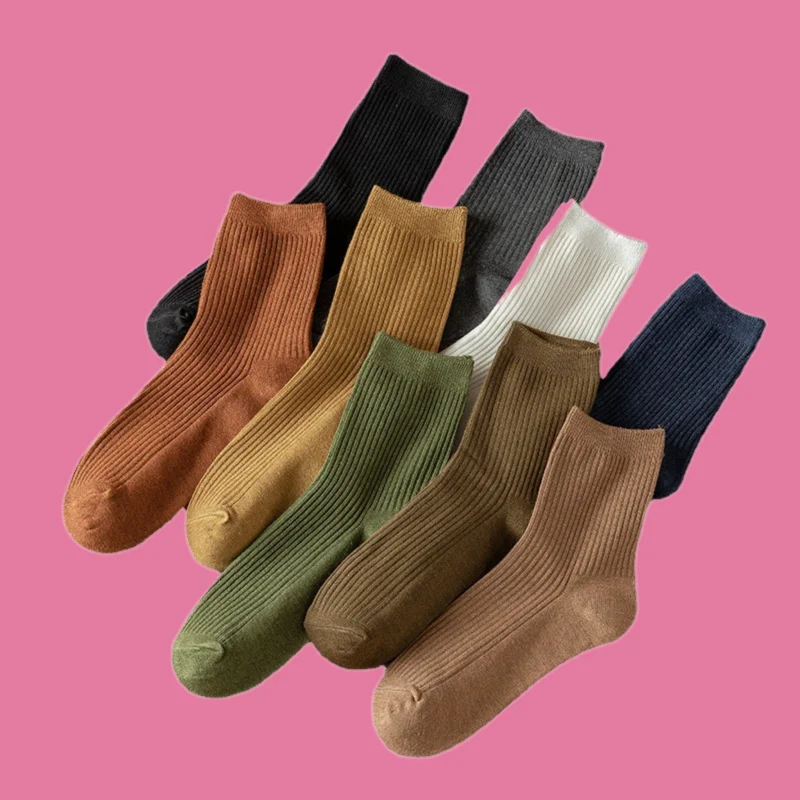 2/5 Pairs 2024 New Women's Socks Pure Cotton Middle Tube Socks Winter Trendy Long Socks Pile Socks Pure Cotton Long Socks