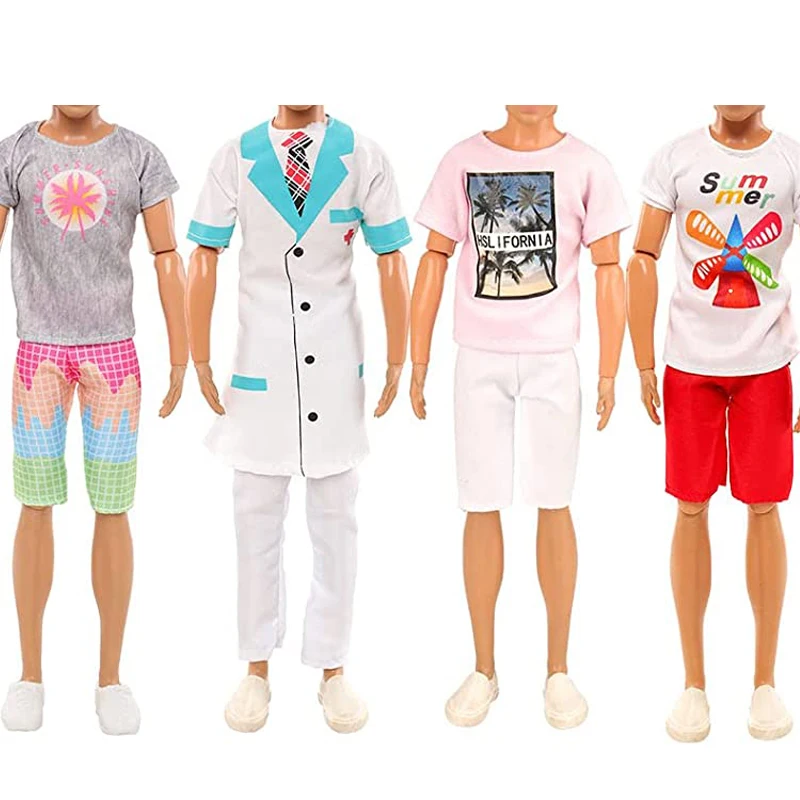 Fashion 8 Pieces/set Ken Doll Clothes Daily Outwear 4 Tops +4 Shorts Dolls Casual Wear Clothes