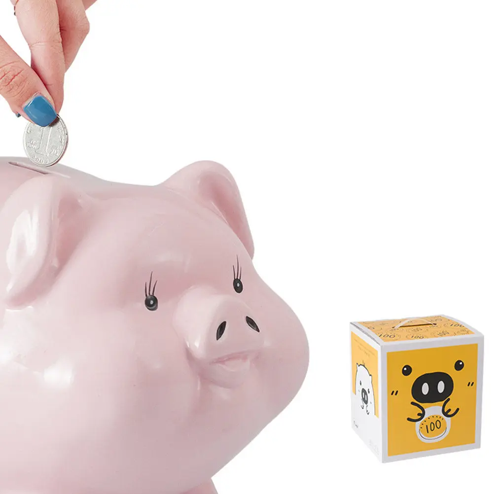 1Pcs Piggy Bank Ceramic Pig-Shaped Money Container Cartoon Saving Box Creative Nursery Decoration Gift for Pink