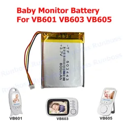 3.7V 800mAh 1.25mm plug battery for video baby monitor VB601 VB603 VB605 nanny security camera intercom angeleye Ae210 2-3-wire