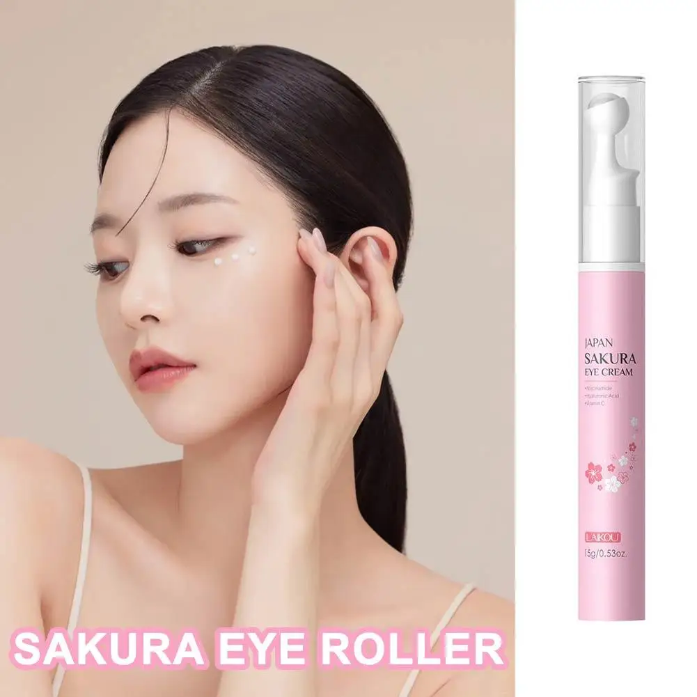 Sakura Anti- Wrinkle Eye Cream With Roller Ball Quick Hyaluronic Refreshing Drying Serum Eye 15ml Hydrating Acid S5V5