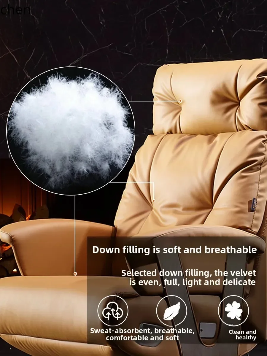 v9.3- reclining boss chair leather business home computer chair cowhide seat