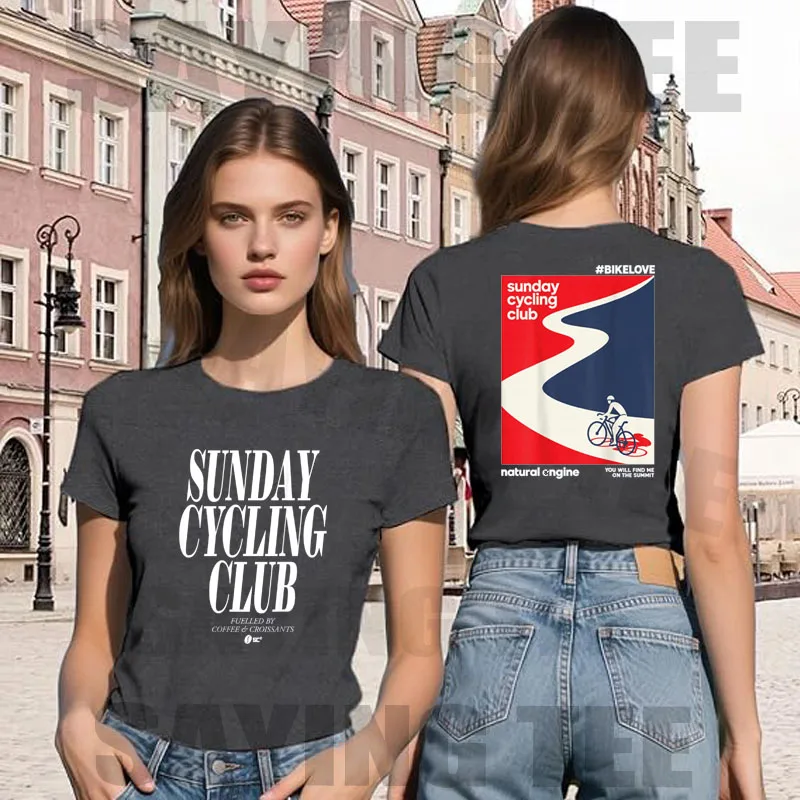Sunday Cycling Club Vintage Road Bike T Shirt Y2k Road Cyclist Coffee Weekend Life Style Unisex Graphic Saying Tee Novelty Gifts