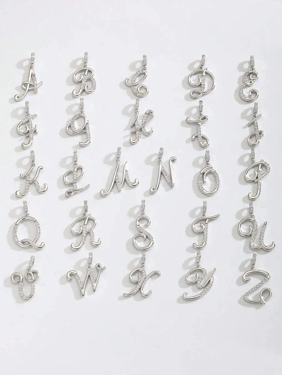 

Personalized Handwritten Letter Pendant Necklace With Zirconia Stones Unisex Daily Wear