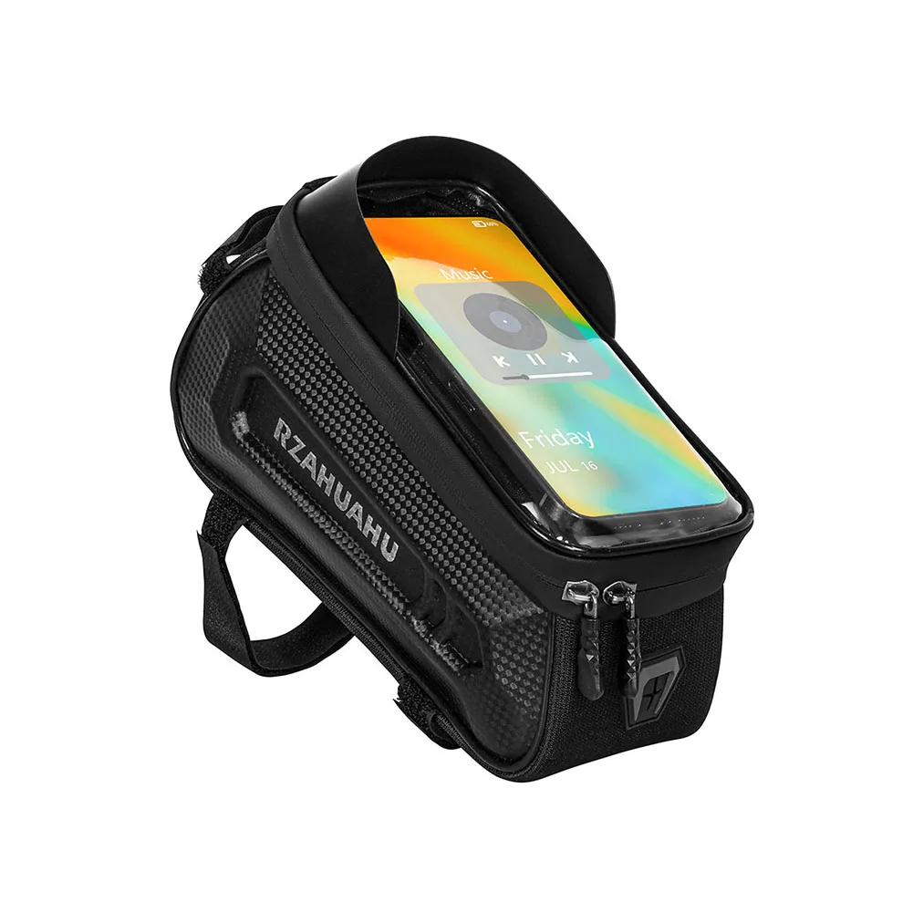 Bicycle Top Tube Bag Waterproof Hard Casing Bike Bag Bike Phone Mount Pouch for Phones 4.7-7.2 Inch