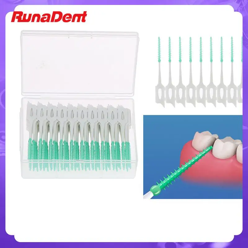 

200PCS/5Box Interdental Silicone Brushes Dental Toothpicks Brush Between Teeth Silicone Toothpicks with Thread Oral Cleaning Too