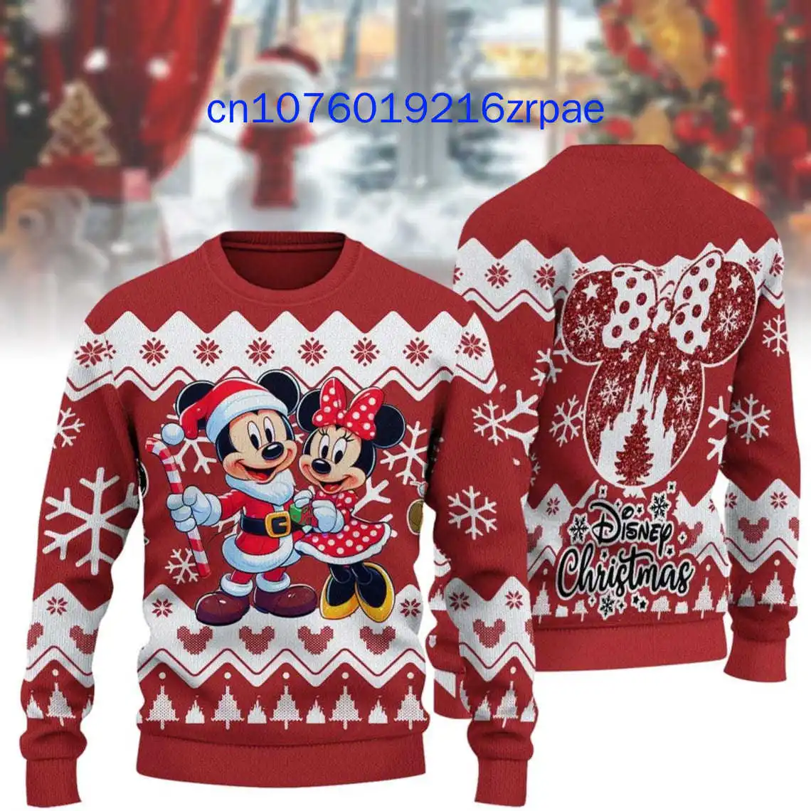 

Disney Minnie Mouse Christmas Sweater 3D Print Men and Women Casual Cartoon Sweatshirt Christmas Sweater