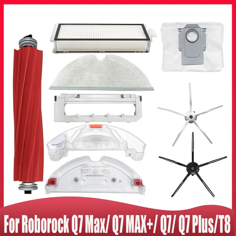 

For Roborock Q7 Max/ Q7 MAX+/ Q7/ Q7 Plus/T8 Robot Vacuum Spare Parts,Main Side Brush Filter Mop Water Tank Dust Bag Replacement