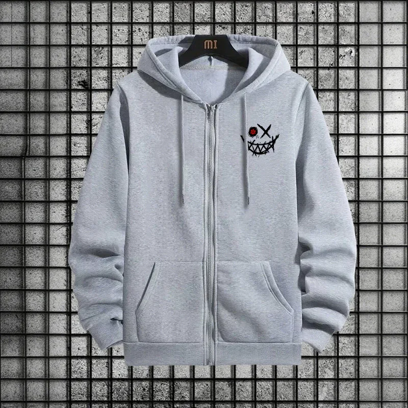 2025 Autunno Inverno Nuovi Uomini Tuta con cerniera Felpa con cappuccio Pantaloni sportivi neri Moda urbana Felpa con cappuccio Jogger Set Abiti da palestra maschili