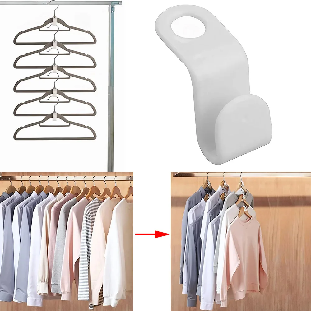 6 Pack Hanger Accessories Hook Folding Storage Wardrobe Hanger Connection Hook Space Saving Storage Plastic Connection