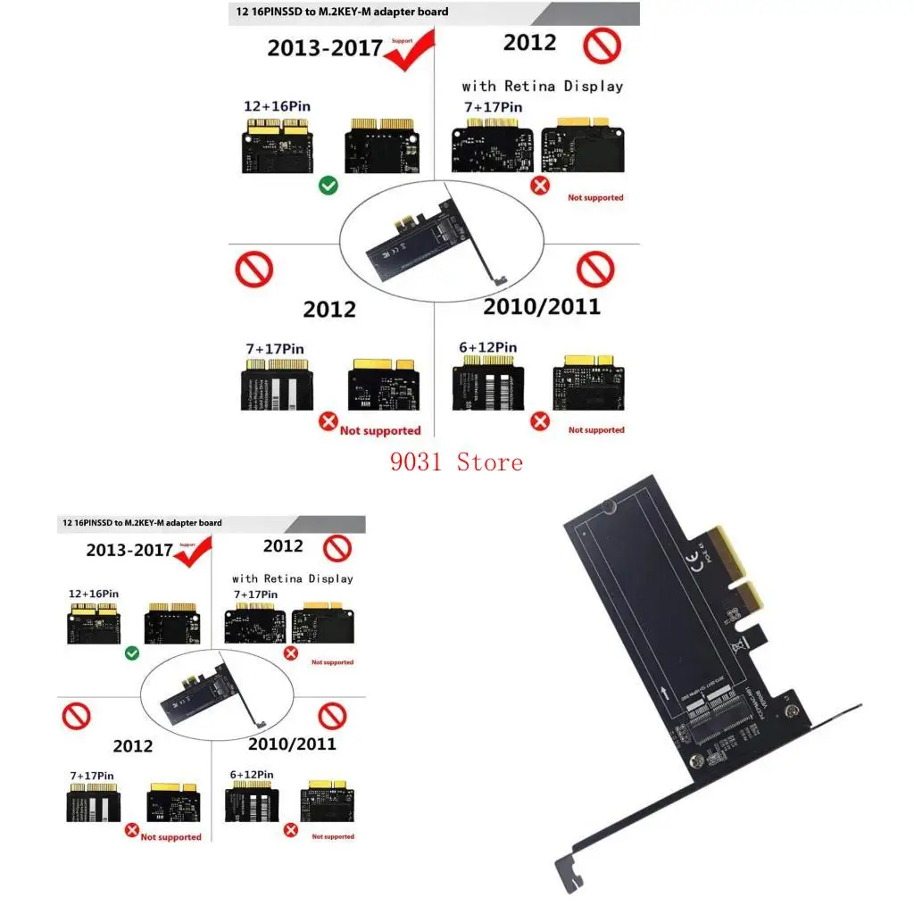 12+16pin محولات SSDS بطاقة PCIExpress 1x 4x لعام 2013-2017 نماذج A1493 A1502 A1465 A1466