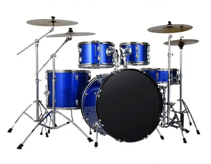 

5-Piece Jazz Acoustic Drum Set with Blue Finish Steel & Aluminum Chamber Oilpaper Drum Heads Wood Construction