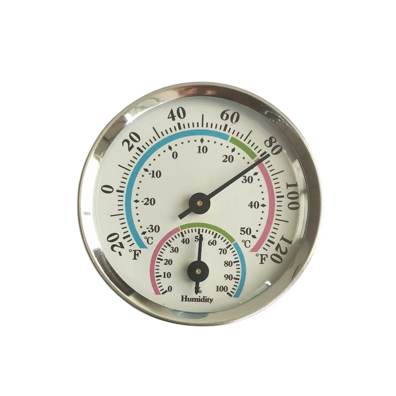 Round Aluminum Hygrometer Humidity Meter Accurate Thermometer for Indoor Outdoor Use Garden Greenhouse Patio Wall