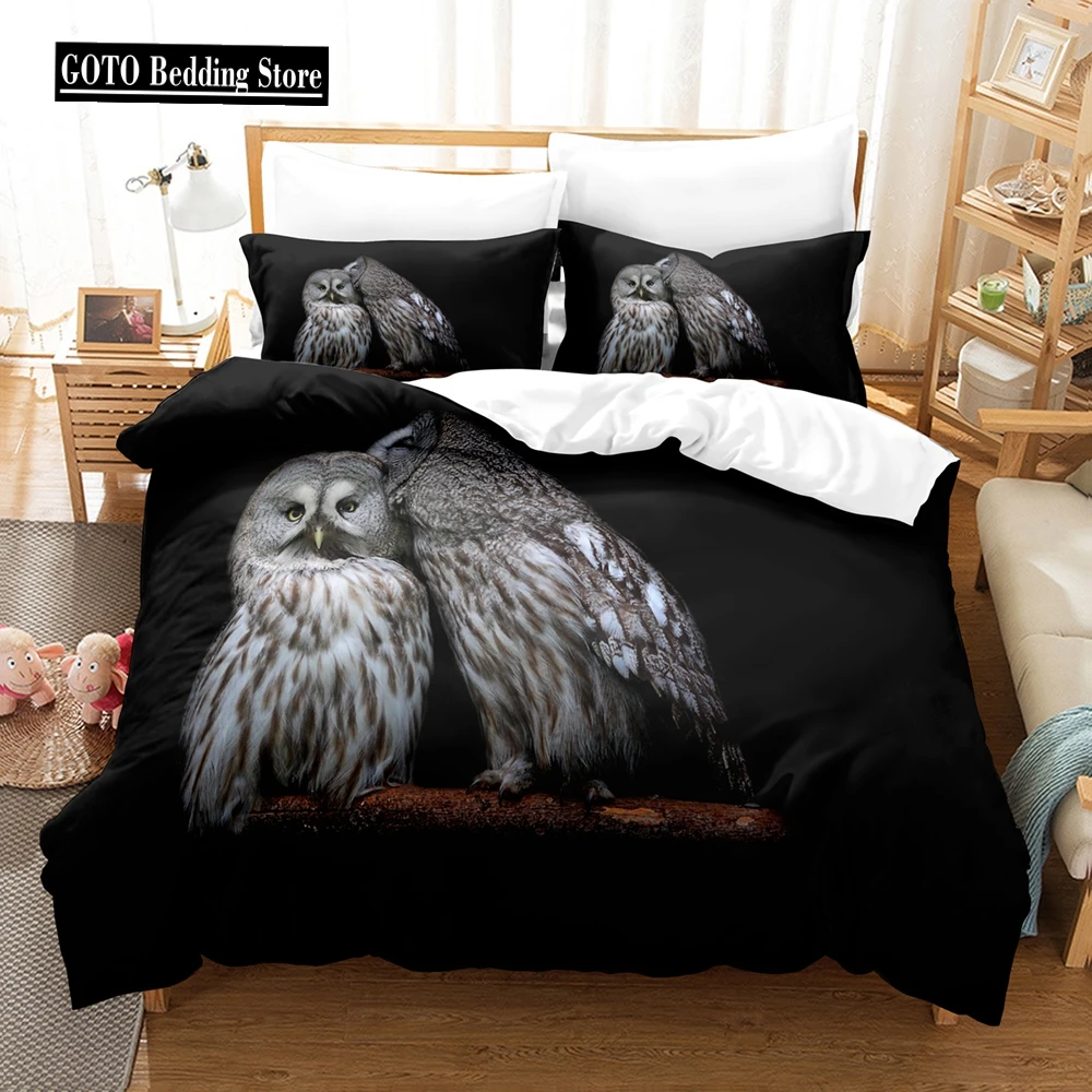 

3D Bedding Set for Kids, Duvet Cover, Owl, Eagle, bird,Twin, Full, Queen, King, Winter bedclothes , Home Textile, King Size