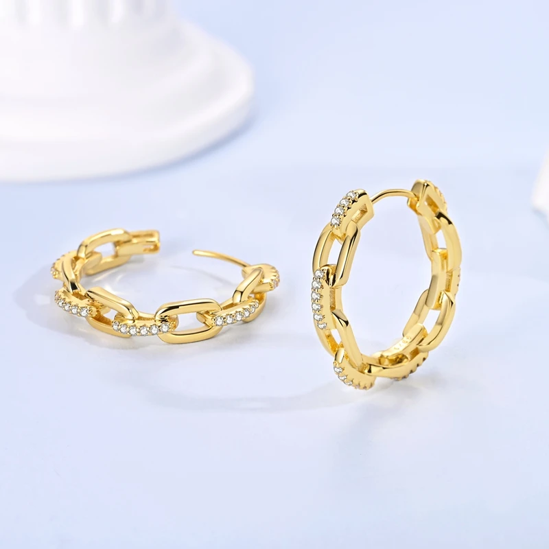 Luxury 925 Sterling Silver Creative Circular Gold Ear Ring Hoop Earrings For Women Fine Birthday Jewelry Gifts