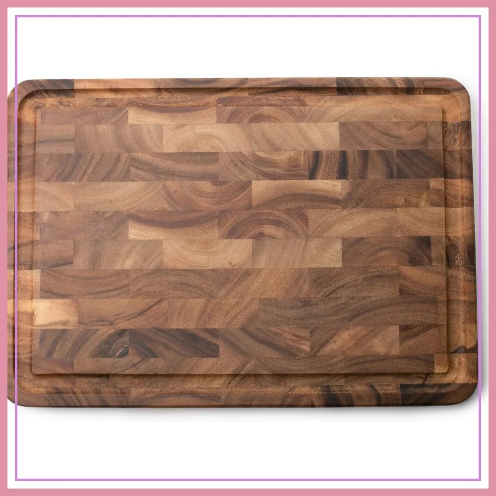 Разделочная доска из акации с пазом для сока, 20x14x1.5 дюймов