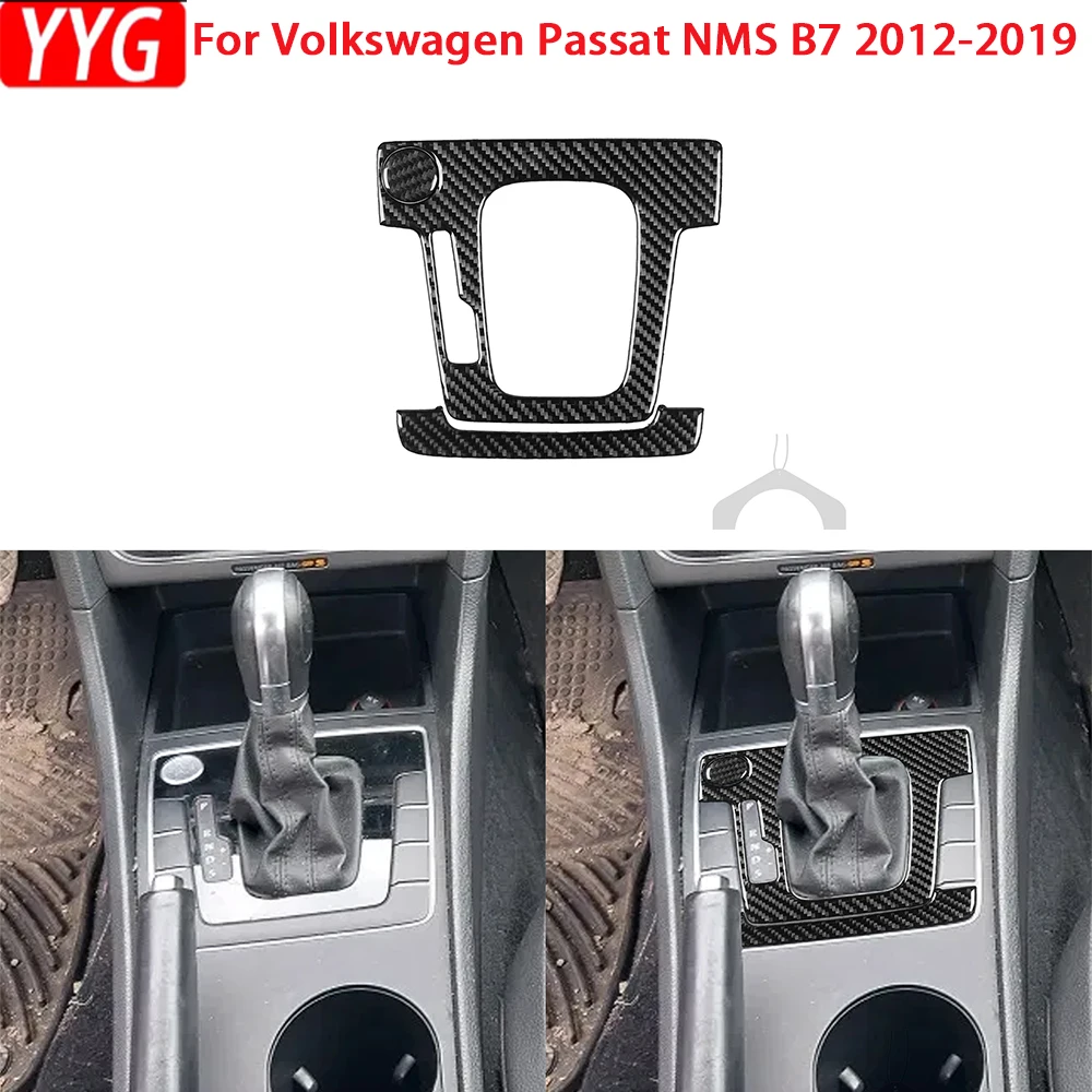 For Volkswagen VW Passat NMS B7 2012-2019 Carbon Fiber Gear Panel Shift Panel Cover Sticker Modified Interior Car Accessories