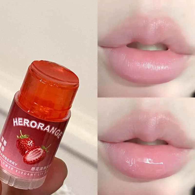 Bálsamo labial transparente de gelatina de caramelo suave de fresa, lápiz labial hidratante de planta que se desvanece, línea de labios antisecado, tinte para el cuidado de los labios, barras de labios de colores
