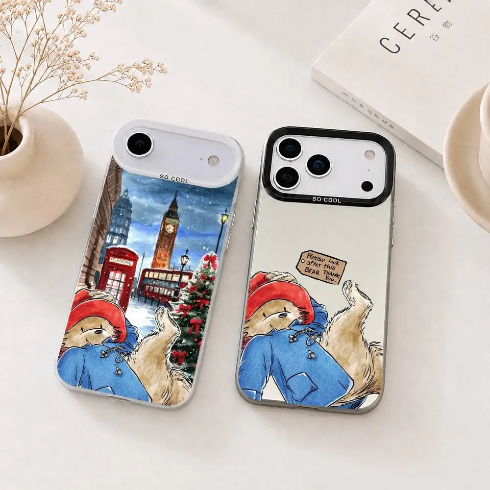 P-Paddington B-Bear Gift Phone Case For iPhone 17,16,15,14,13,12,11 Plus,Pro Max,XS,Colorful Silver Black Cover