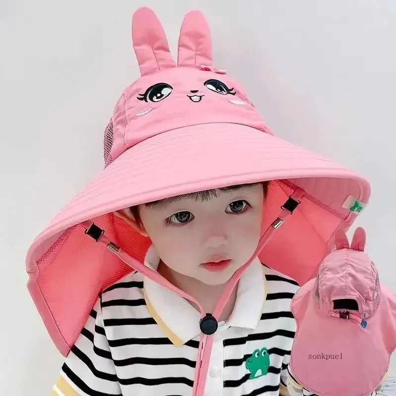 Kids Boy Girl Travel Flap Cap for ChildrenChildren Sun Hat Summer Kids Outdoor Neck Ear Cover Anti UV Protection Beach Caps