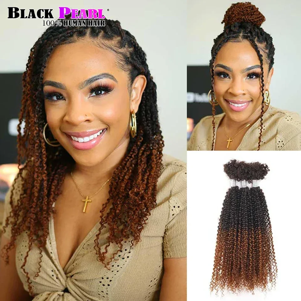 Cheveux afro crépus bouclés en vrac pour tressage au crochet torsadé, cheveux péruviens, 100% Remy, cheveux humains, brun ombré, V, bricolage