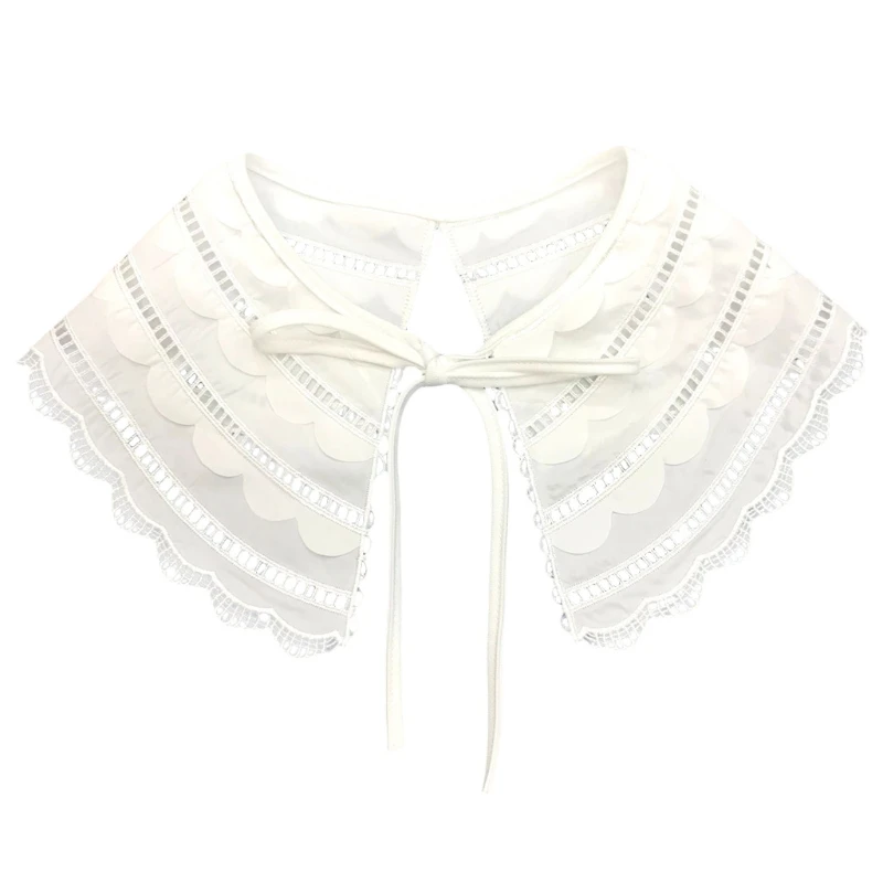 Detachable Half Shirt Fake Collar Embroidery Neck Ruff Dickey Mini Cape Necklace