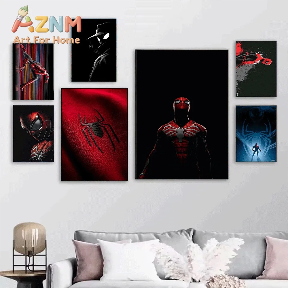 Spider Man Dynamic Action Superhero Comic Canvas Wall Art No Frame Poster Print Home Bedroom Living Room Decor Artwork Paintin