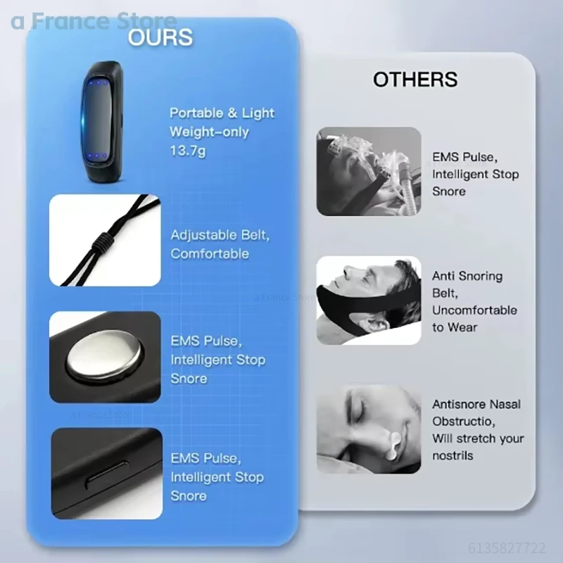 الكهربائية الذكية EMS نبض وقف الشخير المحمولة مريحة النوم جيدا الشخير وقف توقف التنفس أثناء النوم مكافحة الشخير جهاز النوم المعونة