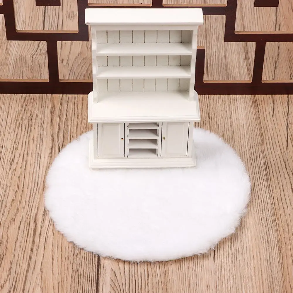 1/12 Scale Nordic Style Mini Floor Mat Dollhouse Plush Carpet Miniature Hairy Rug Photo Props Playing House Doll Accessories