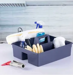 Gray Storage Box Three Compartments Thickened Tool Basket Home Hotel Cleaning Portable Sundry Hospital Plastic Guest Room