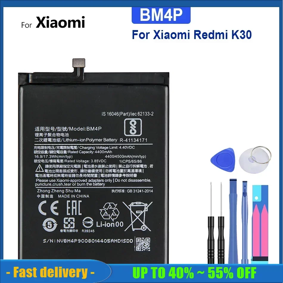 

BM4P For Xiaomi Redmi K30 For Hongmi K 30 4500mAh Smartphon Batteries Replacement Spare High Quality Mobile Phone Battery