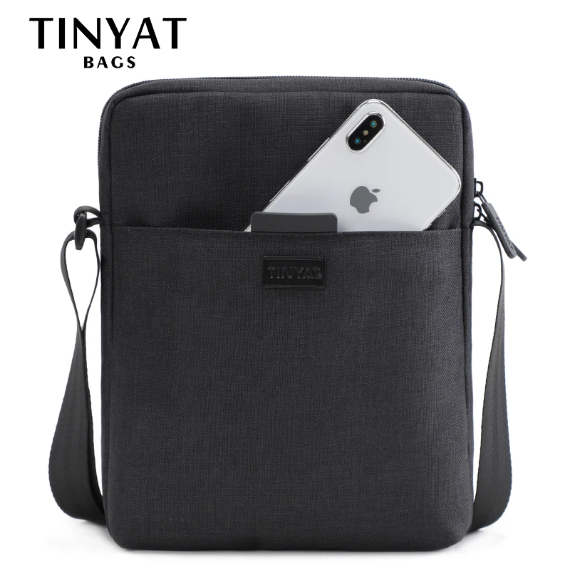 

TINYAT, деловая сумка через плечо для мужчин, Холщовая Сумка для работы, для мужа, сумки через плечо, слинг, водонепроницаемая мужская сумка на плечо для 7,9 дюйма Ipad