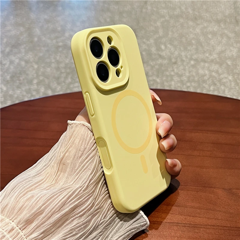 

Soft Liquid Silicone Wireless Charging Magnetic Fleece Protection Phone Case With Camera Control Button For iPhone 16 Pro Max