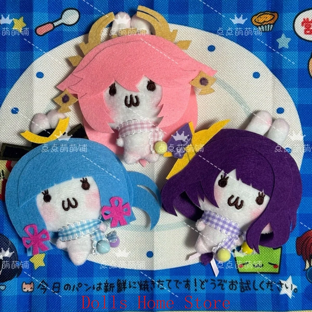 Anime Genshin Impact Kamisato Ayaka Raiden Shogun Yae Miko Handmade Bunny Plush Stuffed Keychain Pendant Birthday Gift - view 5