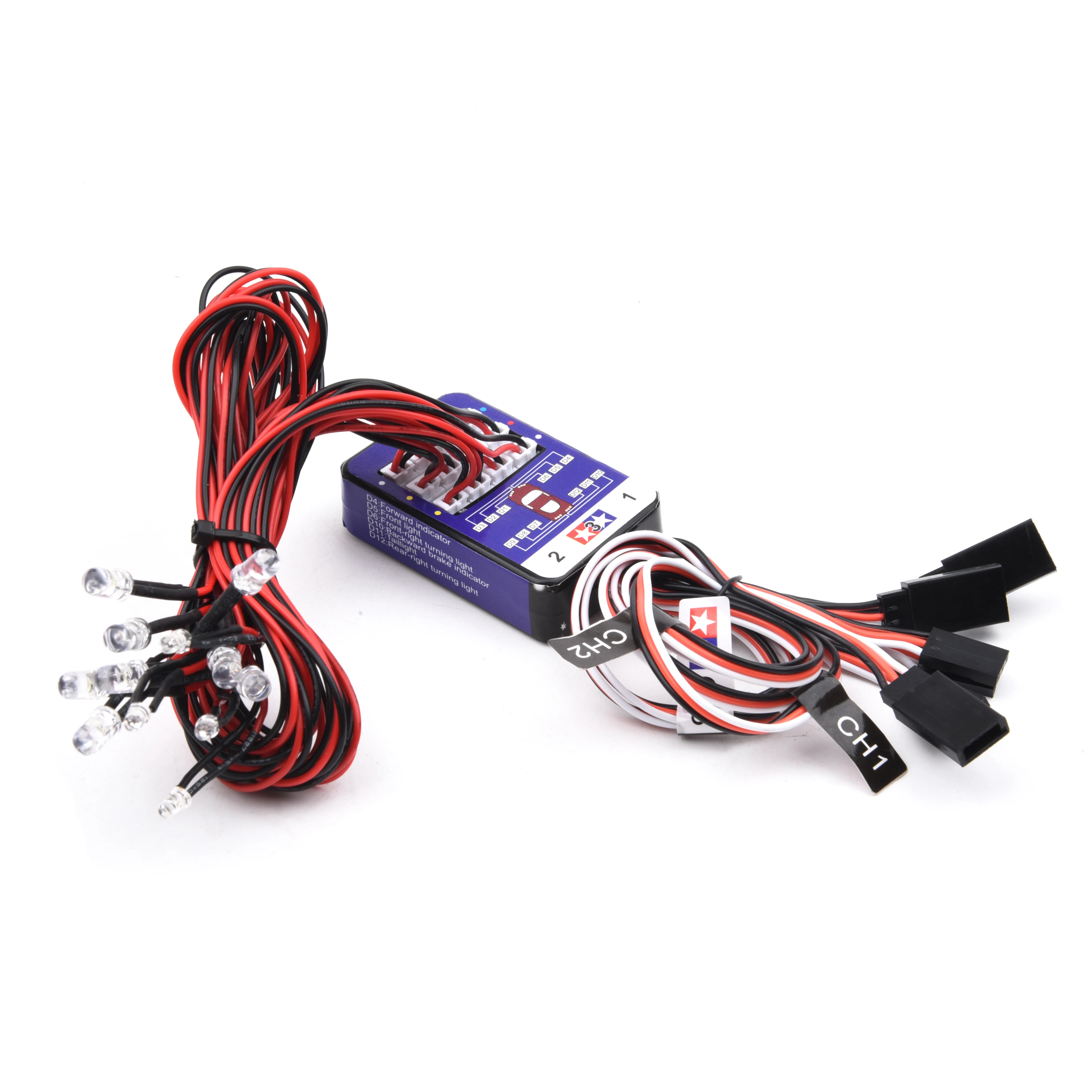 Simulation Steering Brake Flash Light 12 LED Lighting Kit for 1/10 Scale Models RC Car Yokomo Tamiya HSP HPI AXIAL RC4WD TRX