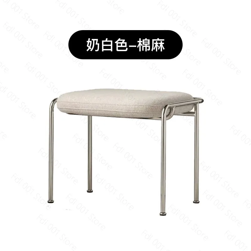 Stainless Steel Upholstered Foot Stool, Multi-use Dining & Dressing Seat for Home, Bedroom and Catering Venue