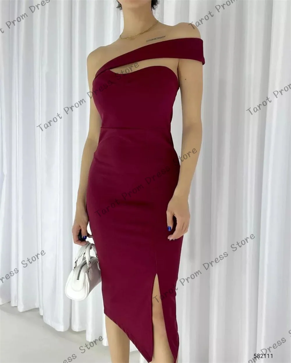 

Satin One Shoulder Sweetheart Mermaid Cocktail Dresses With Split Corset Evening Gowns Long Formal Prom Gowns فساتين سهر Women