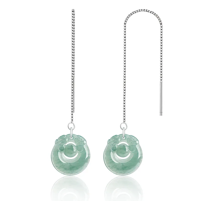 Mai Chuang/ 925 Silver Inlaid Natural Jade A+ Ssangyong Fashion Fine Jewelry Accessories Luxury Women's Drop Earrings Gift