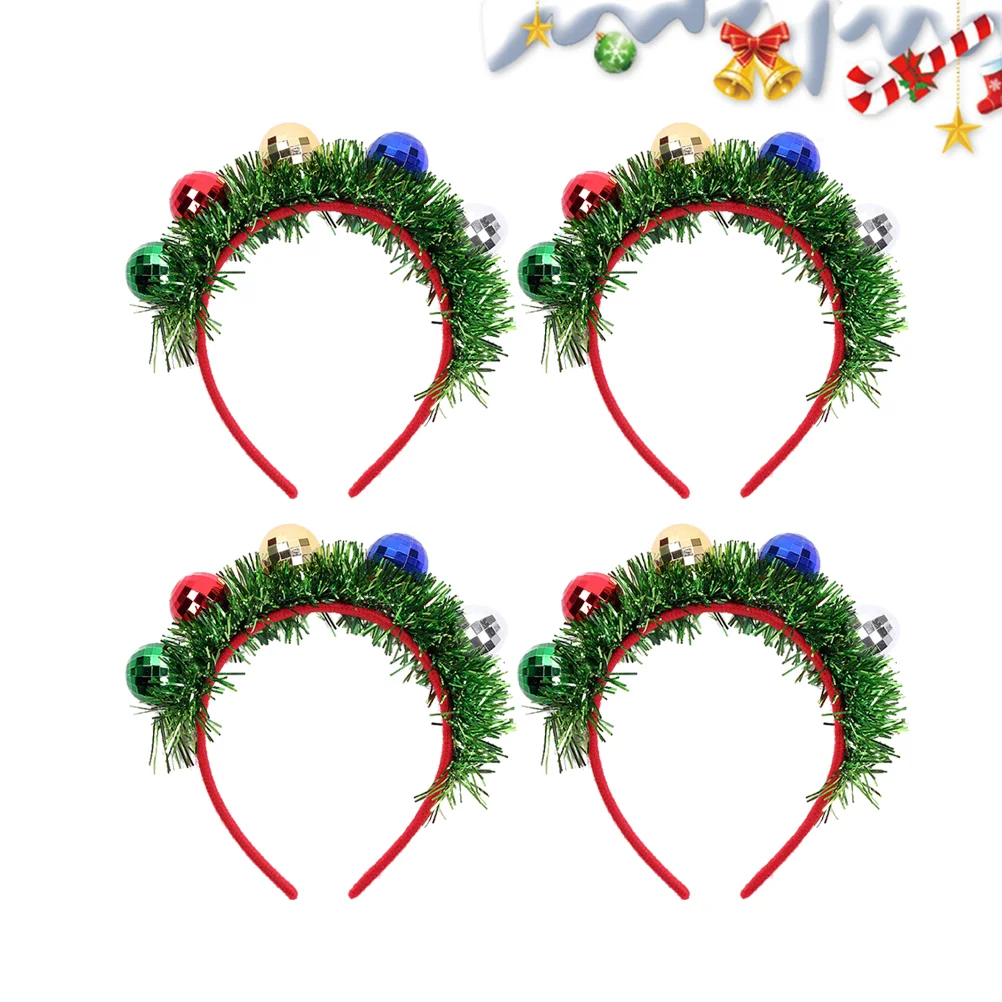 2 Pcs Christmas Headpiece Clothing Xmas Party Headwear Holiday Hair Band Outdoor Decorations Toy Spotlight Ball Headband