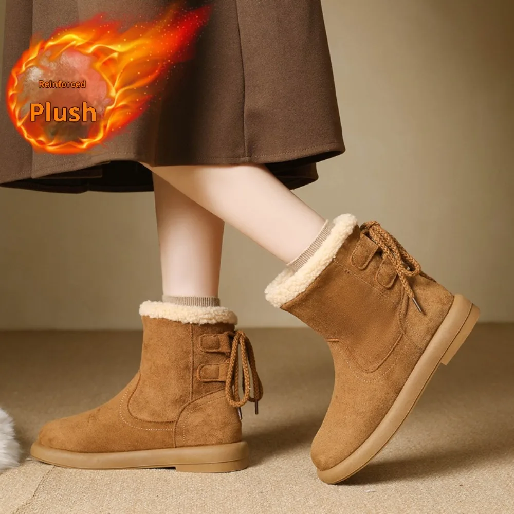 

Snow Boots for Women 2025 Winter New Korean Version Warm Short Boots with Thick Soles and Plush Cotton Boots