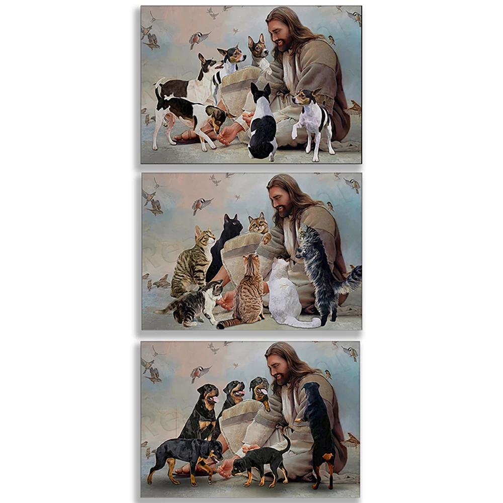 God Surrounds Raccoon, Cat, Pomeranian, Shih Tzu, Chihuahua, Rottweiler, Pug, Golden Retriever, Angel Christian Gift Poster