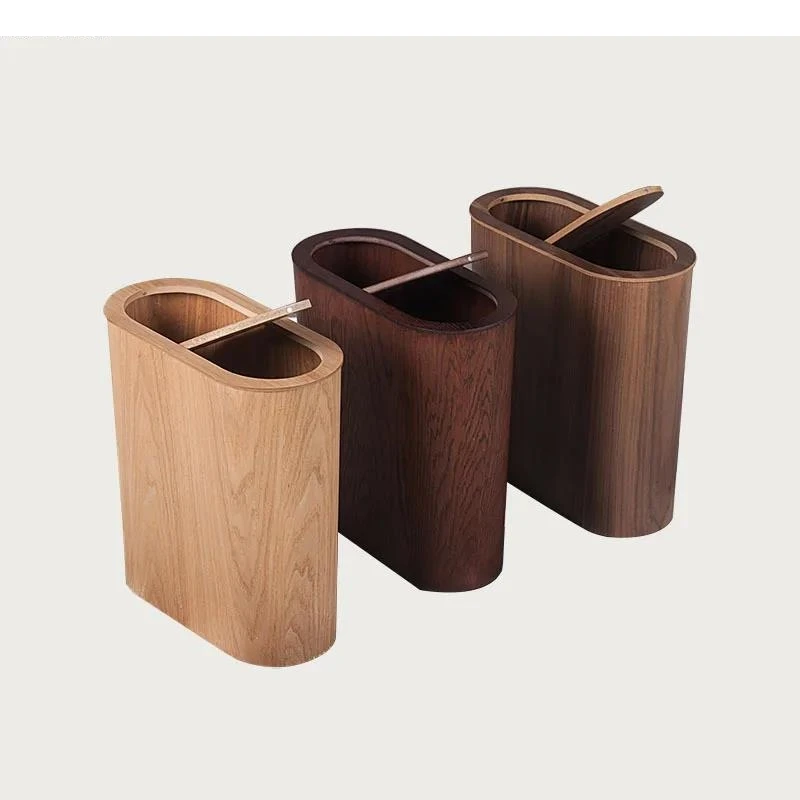 

Rectangular Wooden Trash Can Home Kitchen Bathroom Waste Paper Basket Storage Box Living Room Decorate Household Items