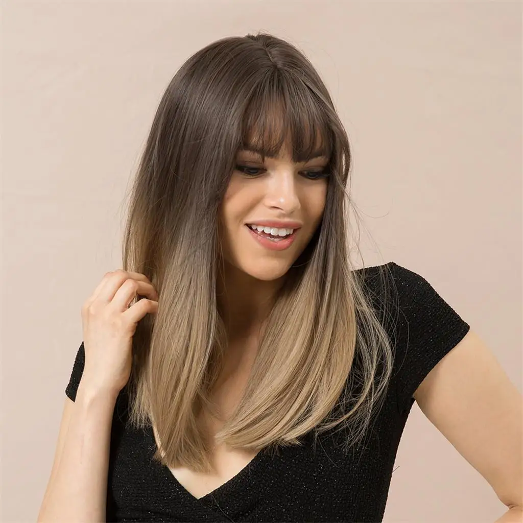 20 ''Ombre glattes Haar Cosplay synthetische Perücke resistent für