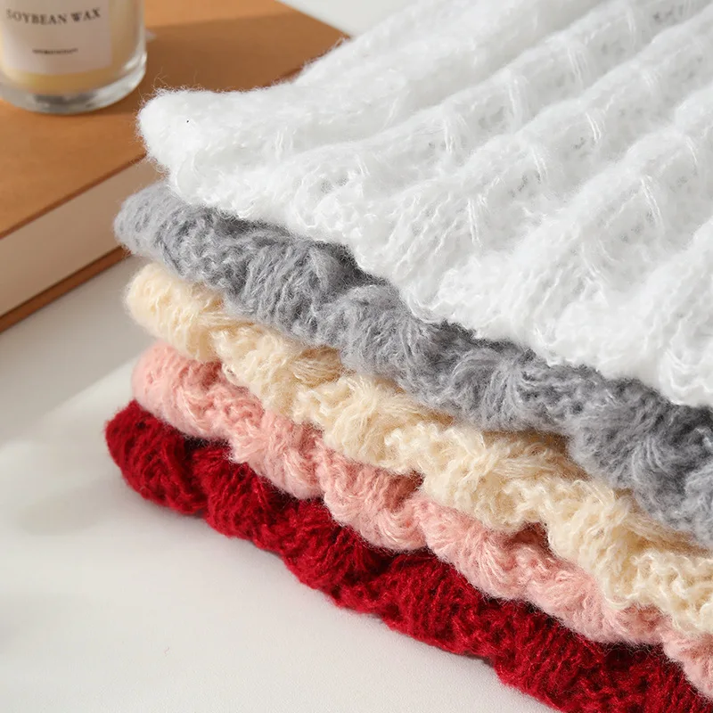 Scarf Women's Winter High End Knitted Yarn Korean Edition Versatile Solid Color Warm Scarf Thickened Couple Student New Style